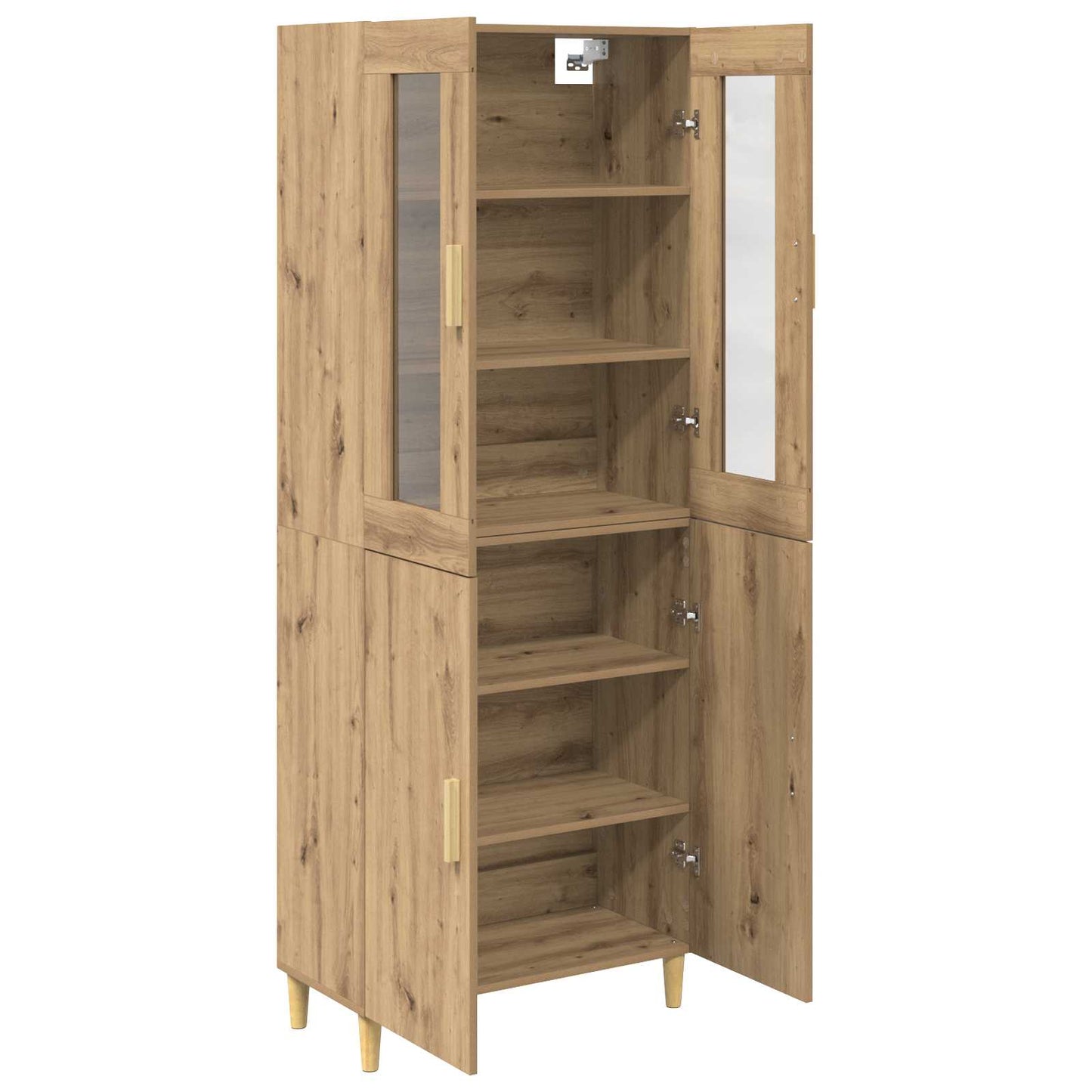 Highboard Artisan Egetræ 69,5 x 34 x 180 cm Ingeniørtræ og glas