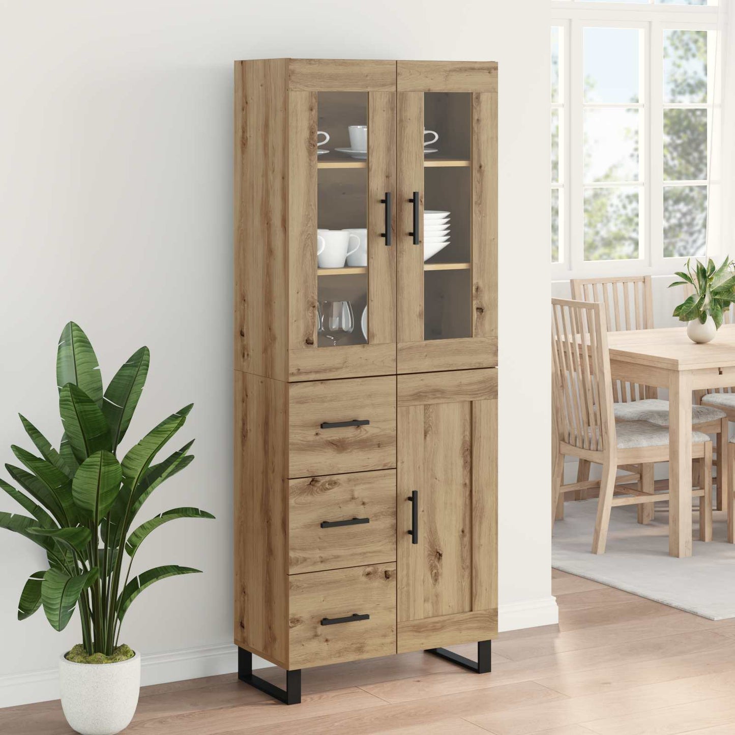 Highboard 2 stk. Artisan Egetræ 69,5 x 34 x 180 cm