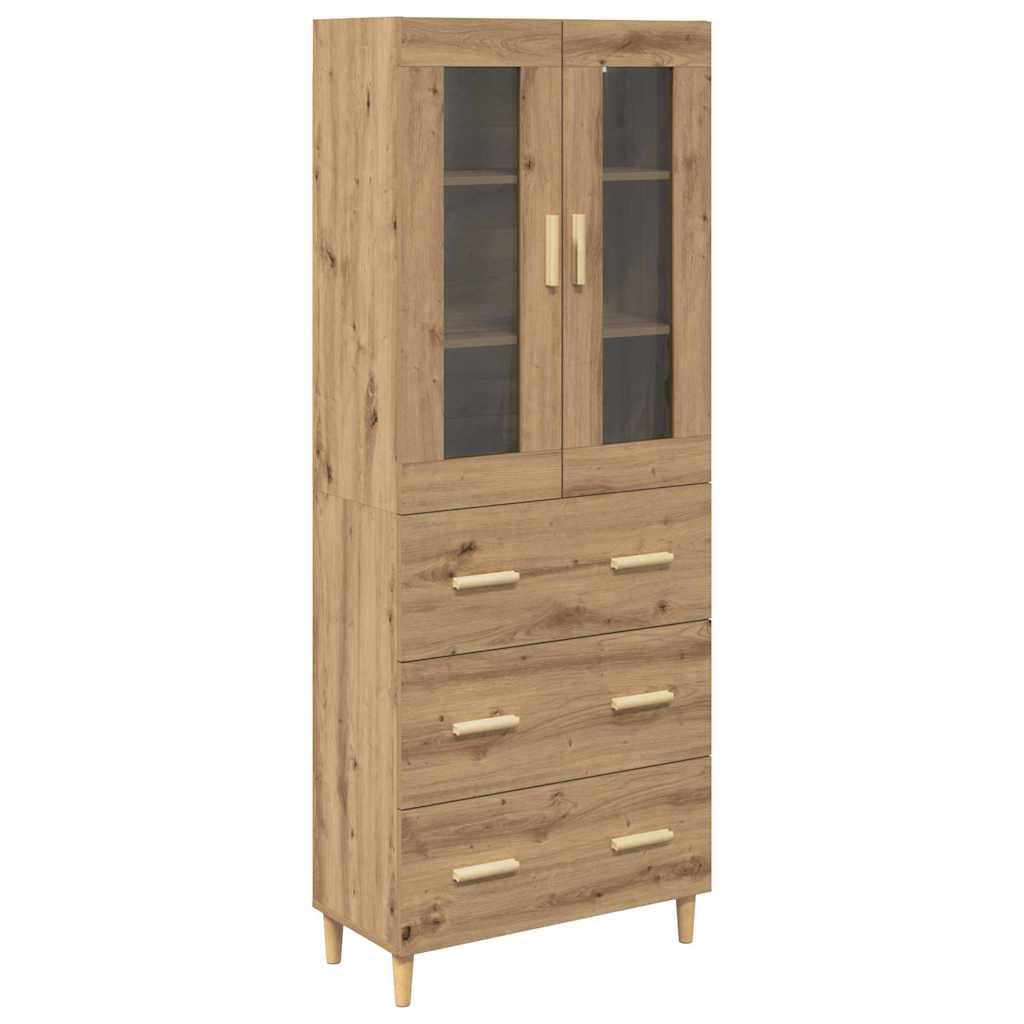 Highboard Artisan Egetræ 69,5 x 34 x 180 cm Ingeniørtræ og glas