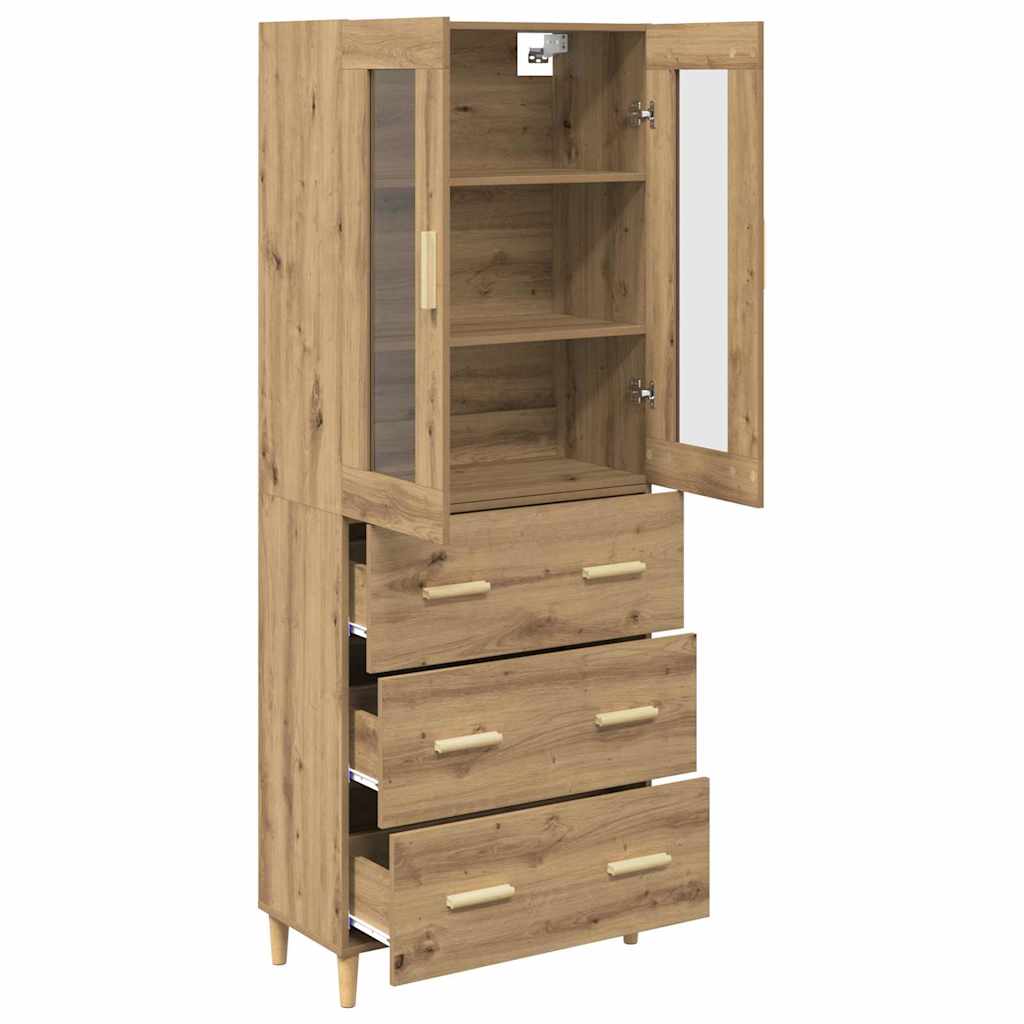 Highboard Artisan Egetræ 69,5 x 34 x 180 cm Ingeniørtræ og glas