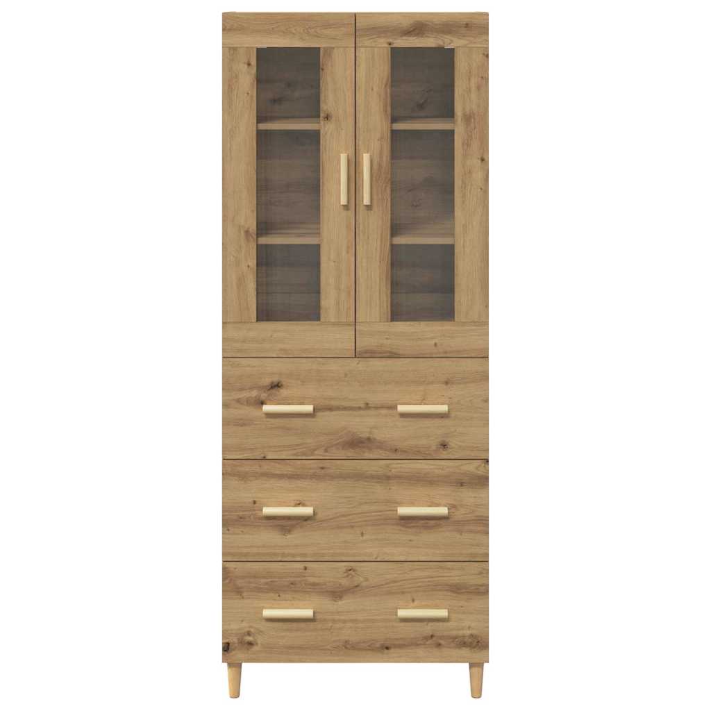 Highboard Artisan Egetræ 69,5 x 34 x 180 cm Ingeniørtræ og glas