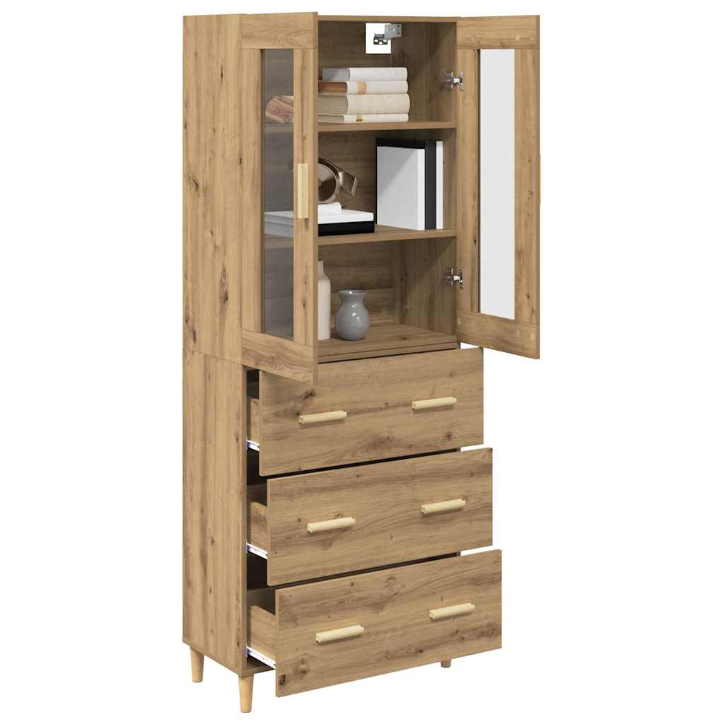 Highboard Artisan Egetræ 69,5 x 34 x 180 cm Ingeniørtræ og glas