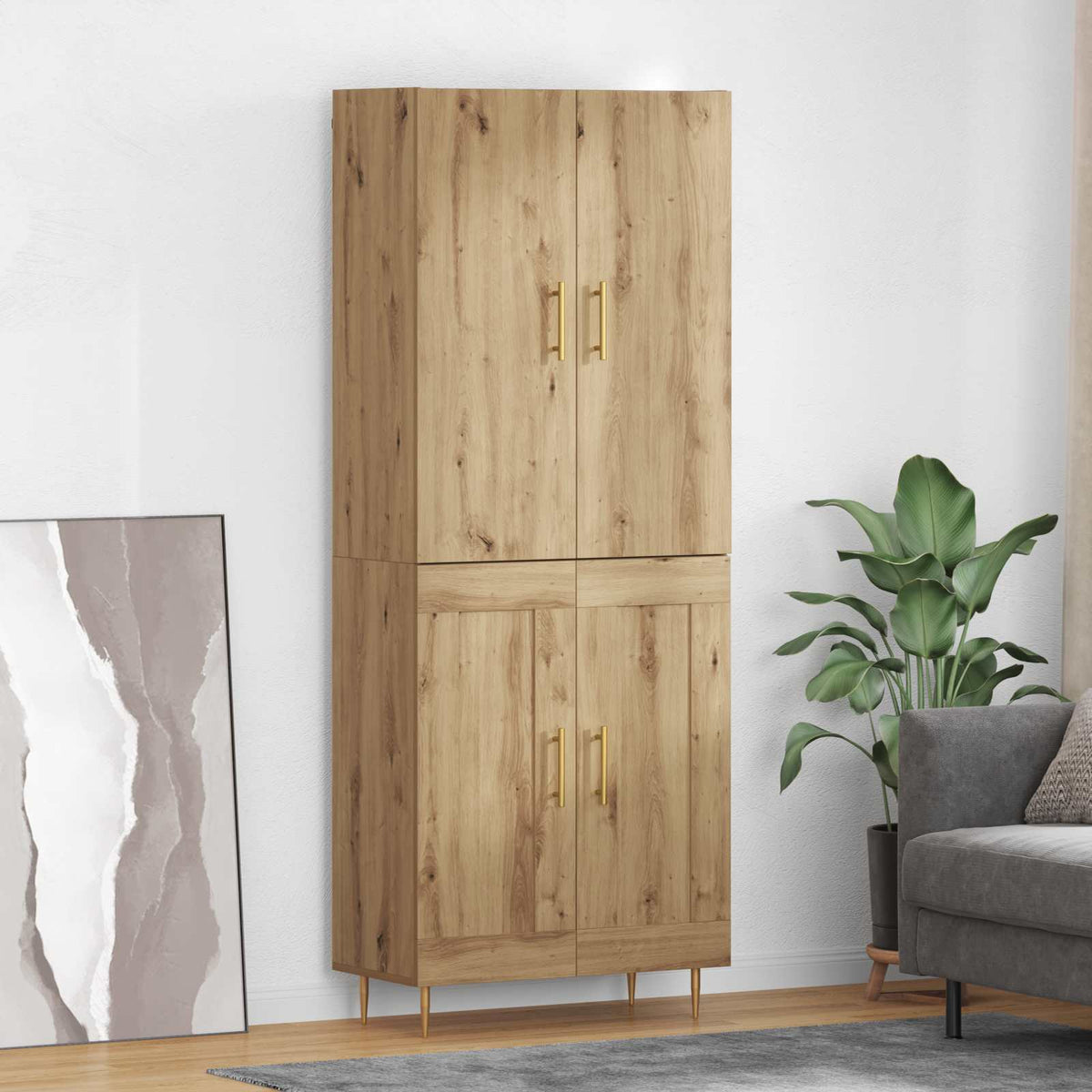 Highboard Artisan Egetræ 69,5 x 34 x 180 cm Konstrueret træ