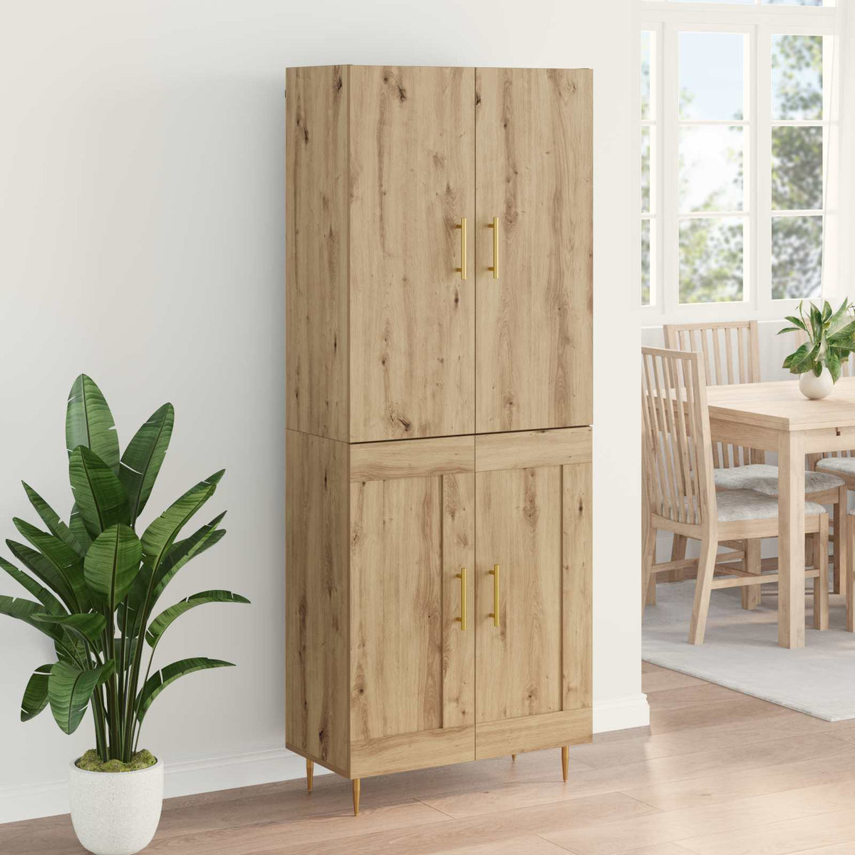 Highboard Artisan Egetræ 69,5 x 34 x 180 cm Konstrueret træ