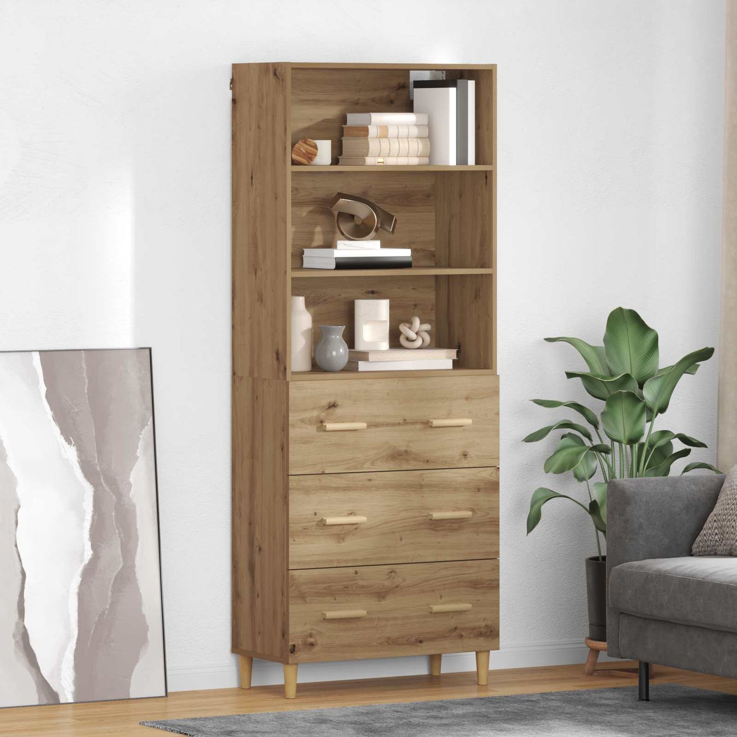 Highboard Artisan Egetræ 69,5 x 32,5 x 180 cm Konstrueret træ