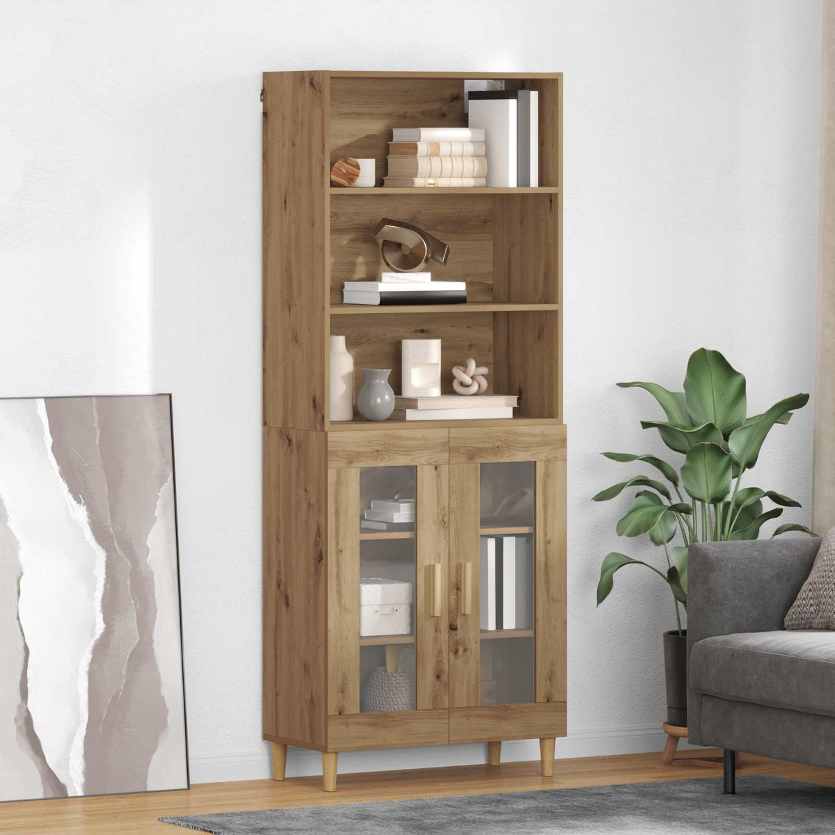 Highboard Artisan Egetræ 69,5 x 32,5 x 180 cm Konstrueret træ