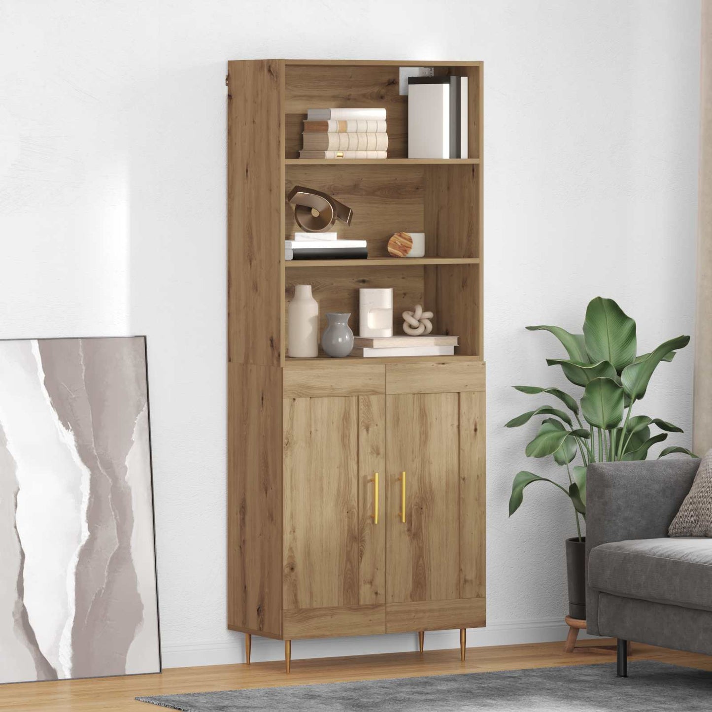Highboard Artisan Egetræ 69,5 x 34 x 180 cm Konstrueret træ