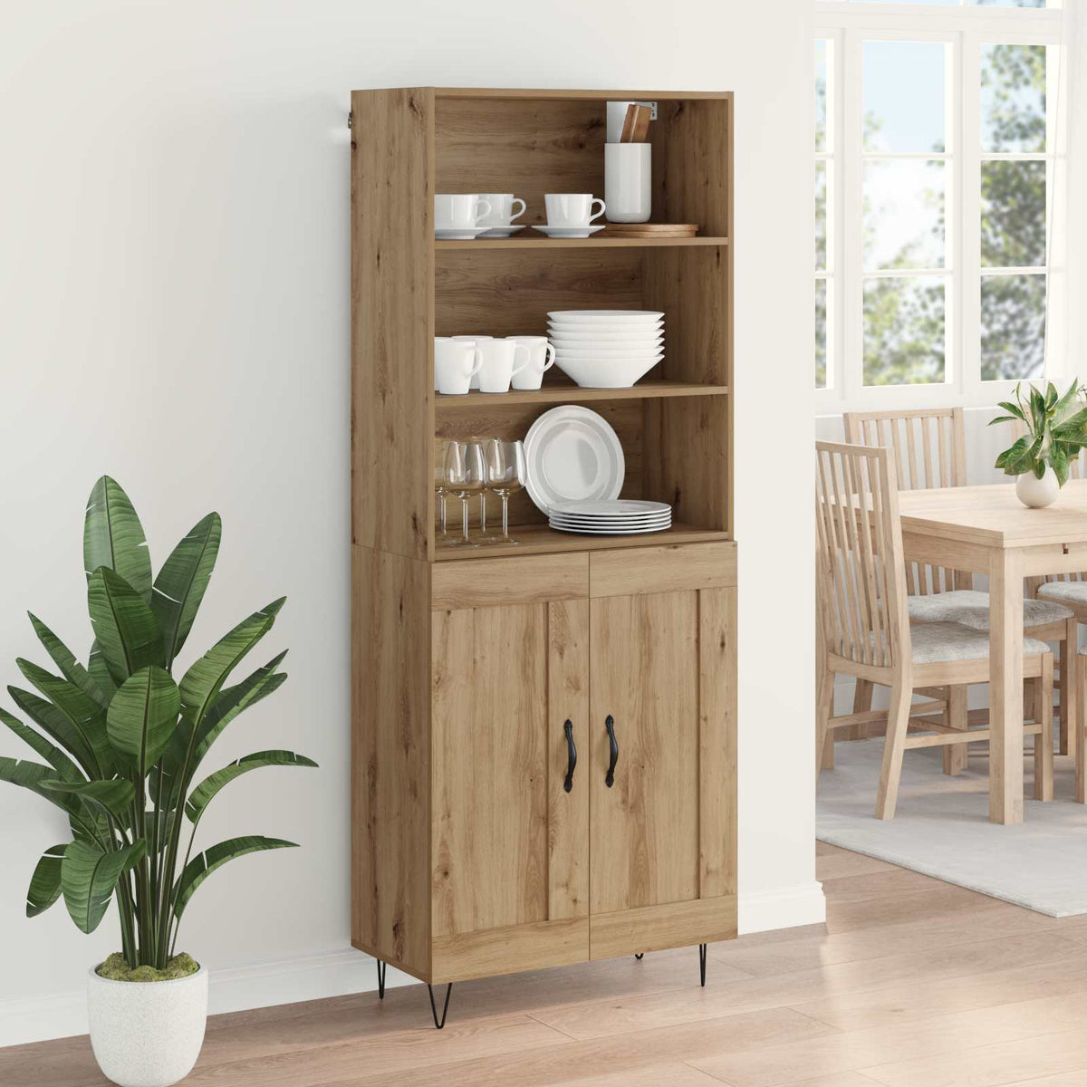 Highboard 2 stk. Artisan Egetræ 69,5 x 34 x 180 cm