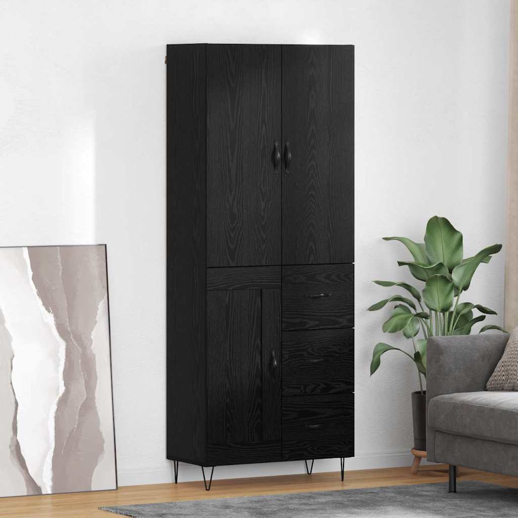 Highboard 2 stk. Sort eg 69,5 x 34 x 180 cm Konstrueret træ