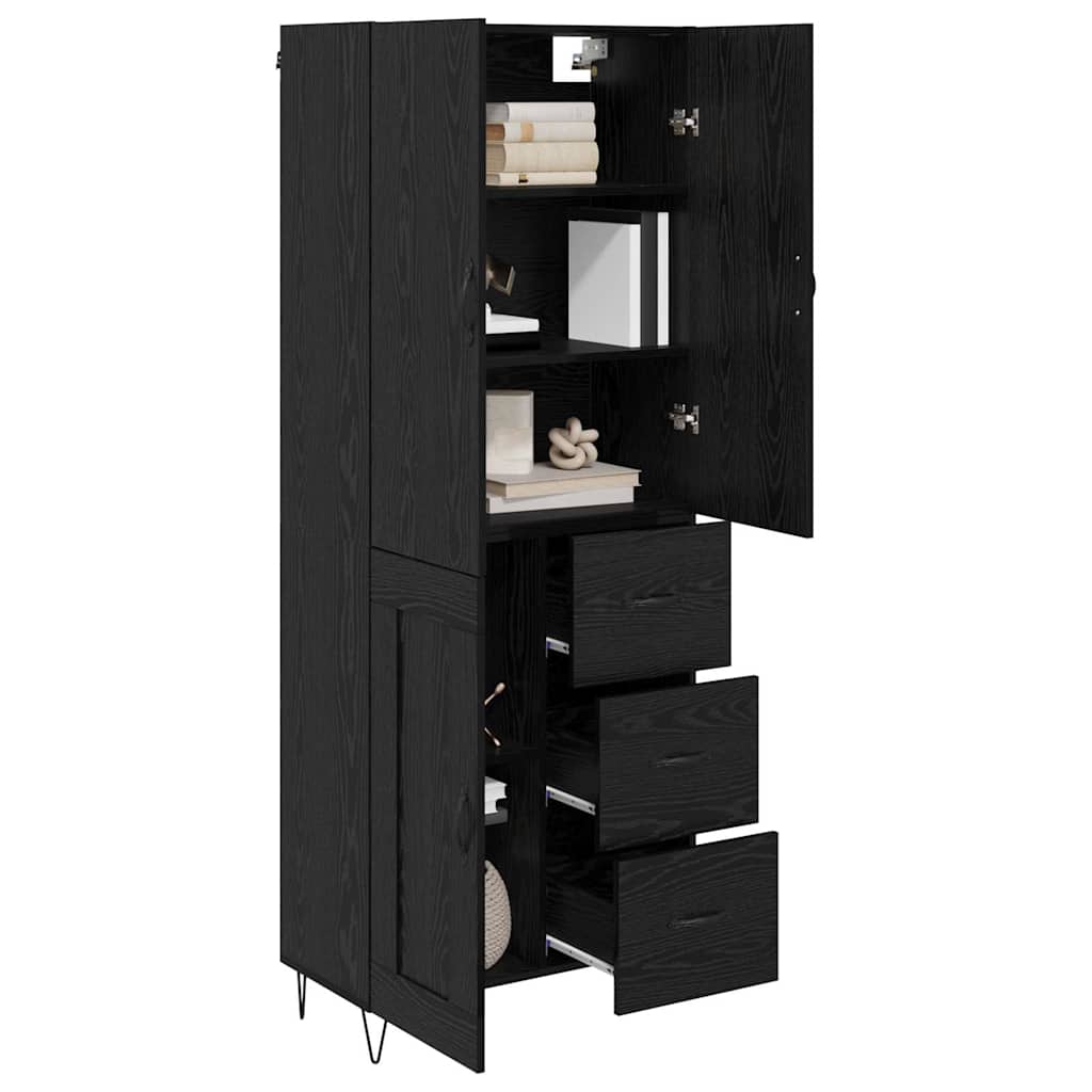 Highboard 2 stk. Sort eg 69,5 x 34 x 180 cm Konstrueret træ
