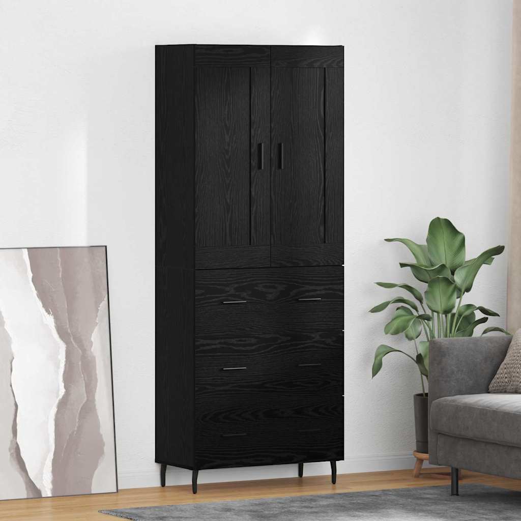 Highboard 2 stk. Sort eg 69,5 x 34 x 180 cm Konstrueret træ