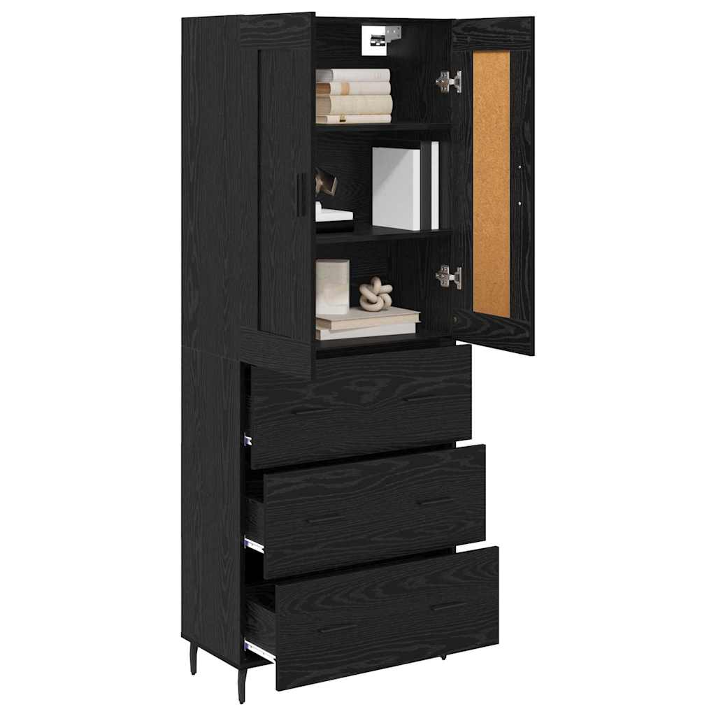 Highboard 2 stk. Sort eg 69,5 x 34 x 180 cm Konstrueret træ