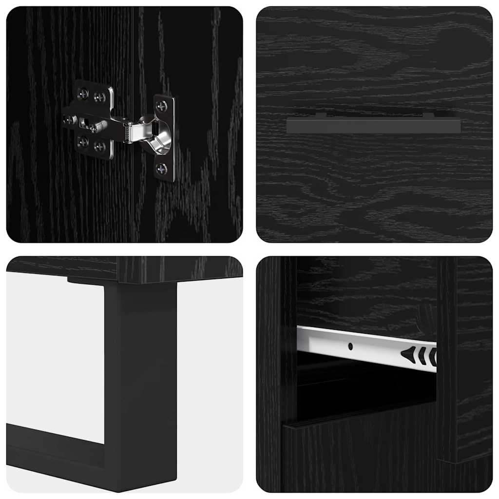 Highboard 2 stk. Sort eg 69,5 x 34 x 180 cm Konstrueret træ