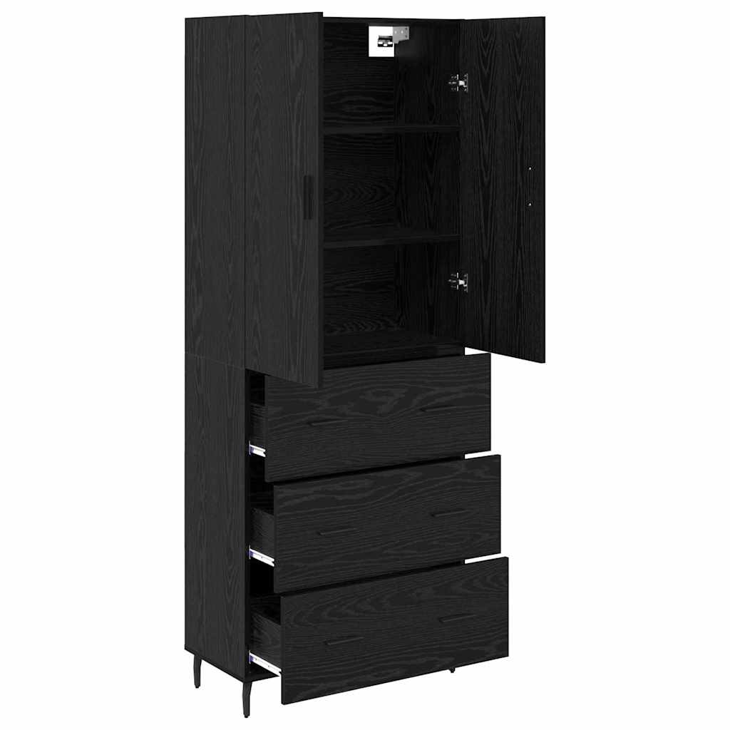 Highboard 2 stk. Sort eg 69,5 x 34 x 180 cm Konstrueret træ