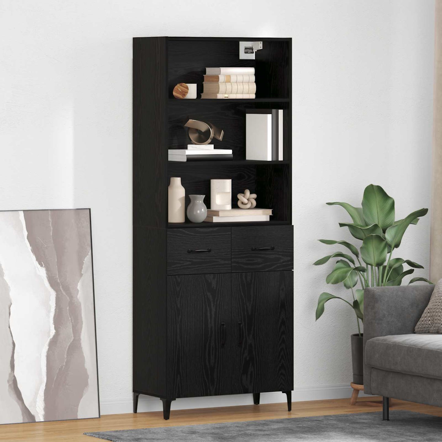 Highboard Sort eg 69,5 x 34 x 180 cm Konstrueret træ