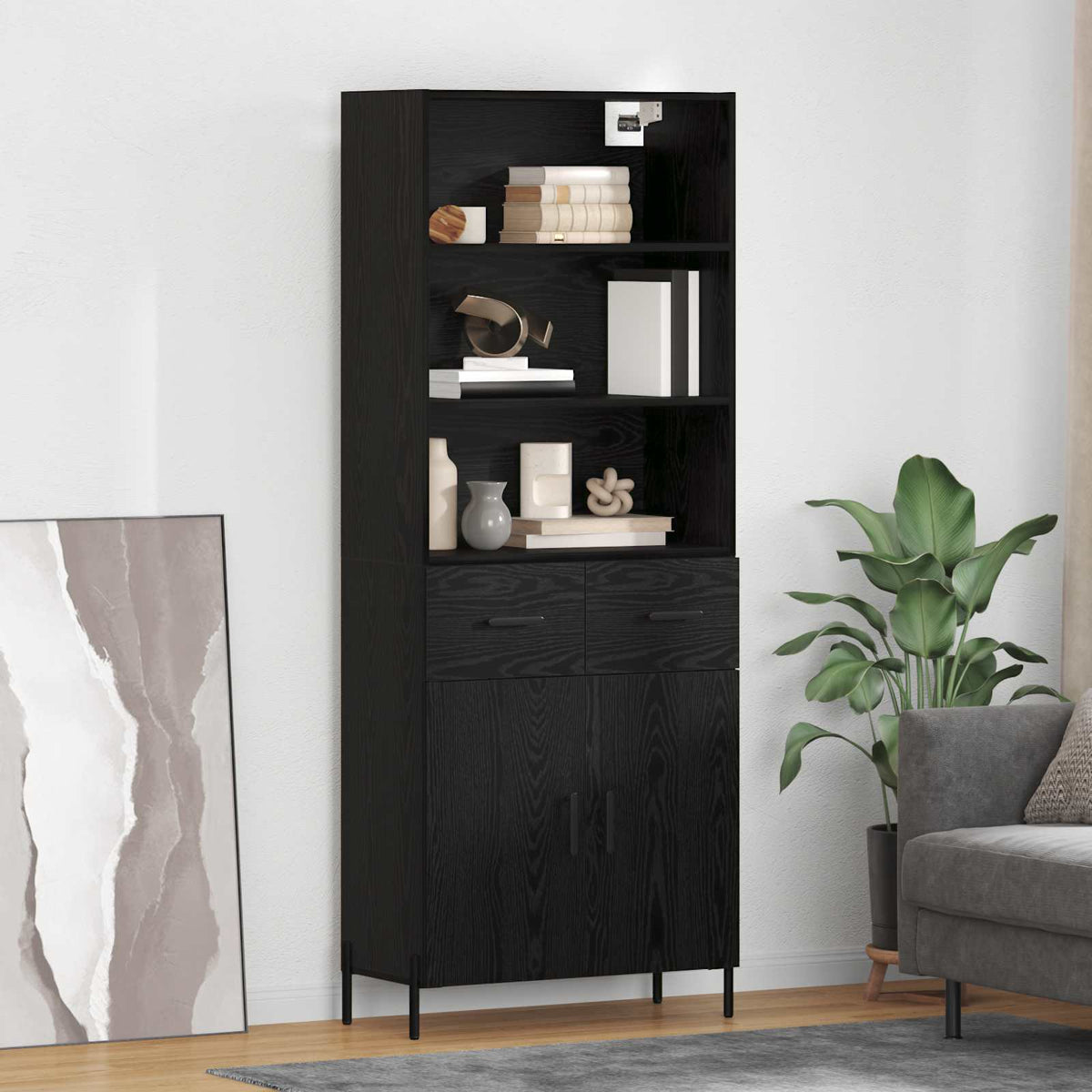 Highboard Sort eg 69,5 x 34 x 180 cm Konstrueret træ