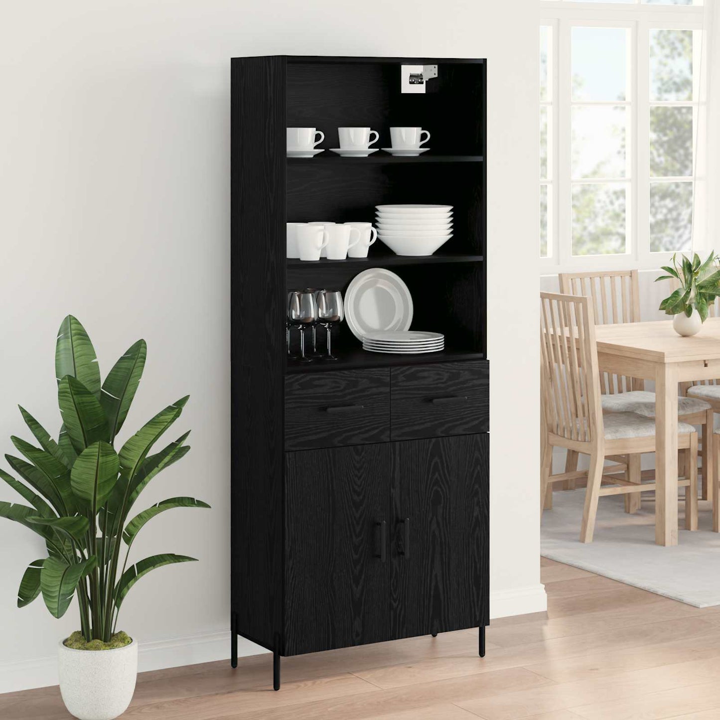 Highboard Sort eg 69,5 x 34 x 180 cm Konstrueret træ