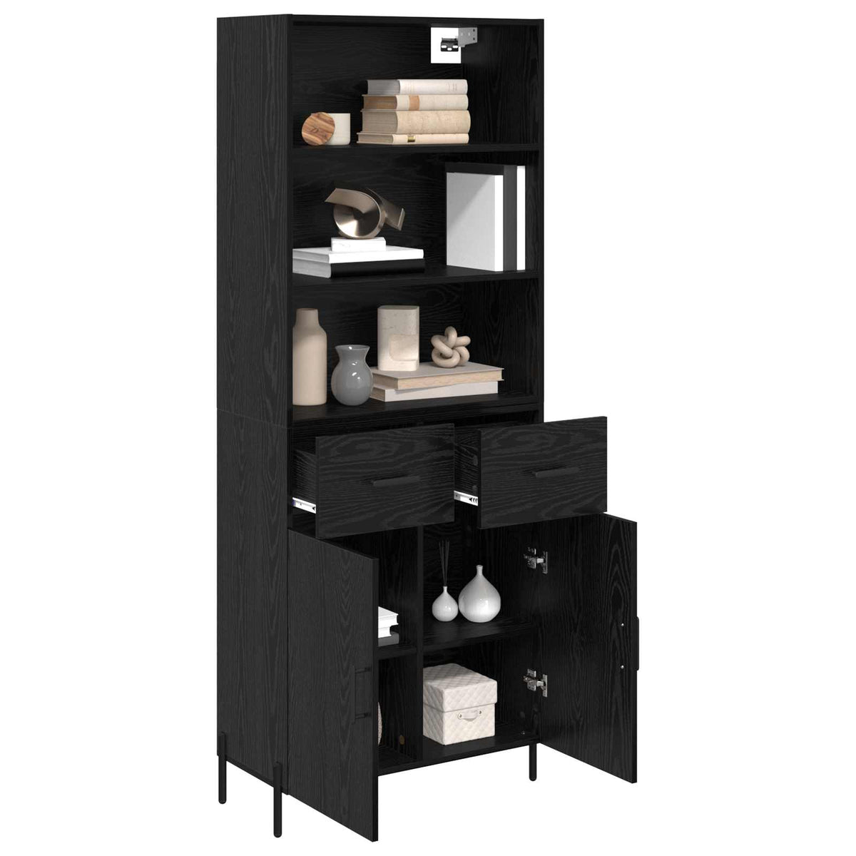 Highboard Sort eg 69,5 x 34 x 180 cm Konstrueret træ