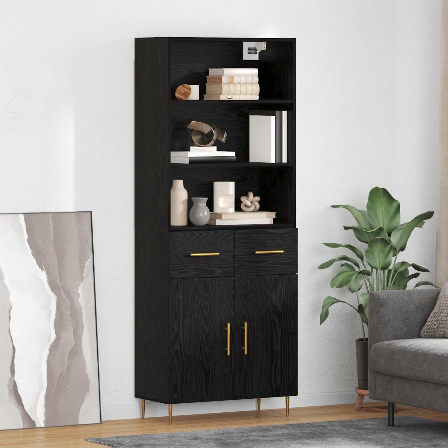 Highboard Sort eg 69,5 x 34 x 180 cm Konstrueret træ