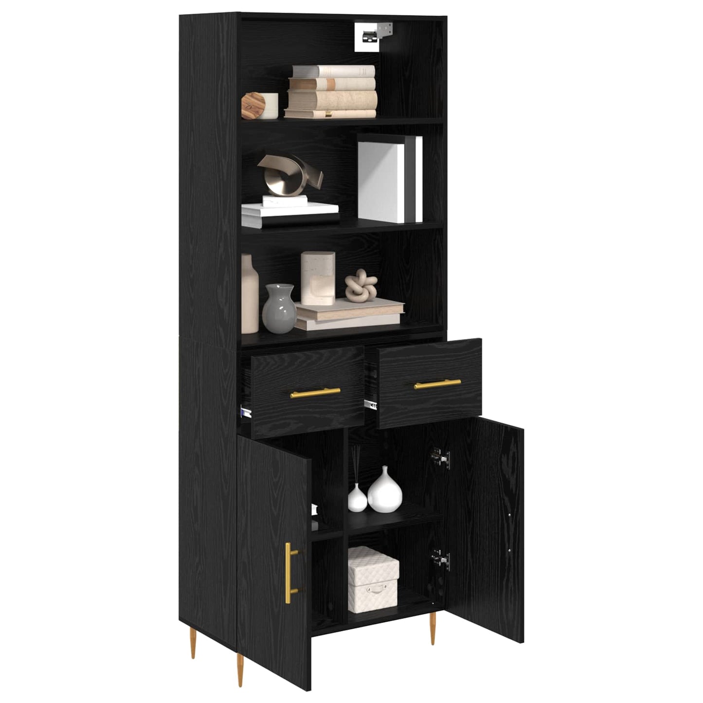 Highboard Sort eg 69,5 x 34 x 180 cm Konstrueret træ