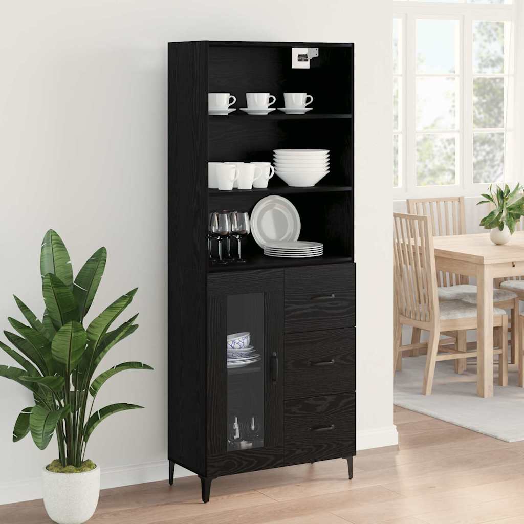 Highboard Sort eg 69,5 x 34 x 180 cm Konstrueret træ