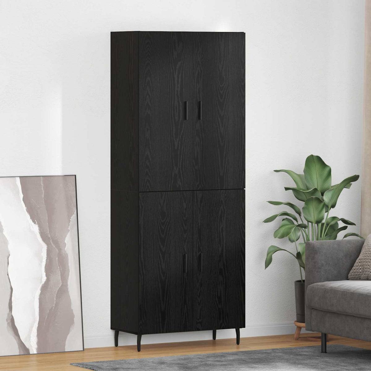 Highboard 2 stk. Sort eg 69,5 x 34 x 180 cm Konstrueret træ