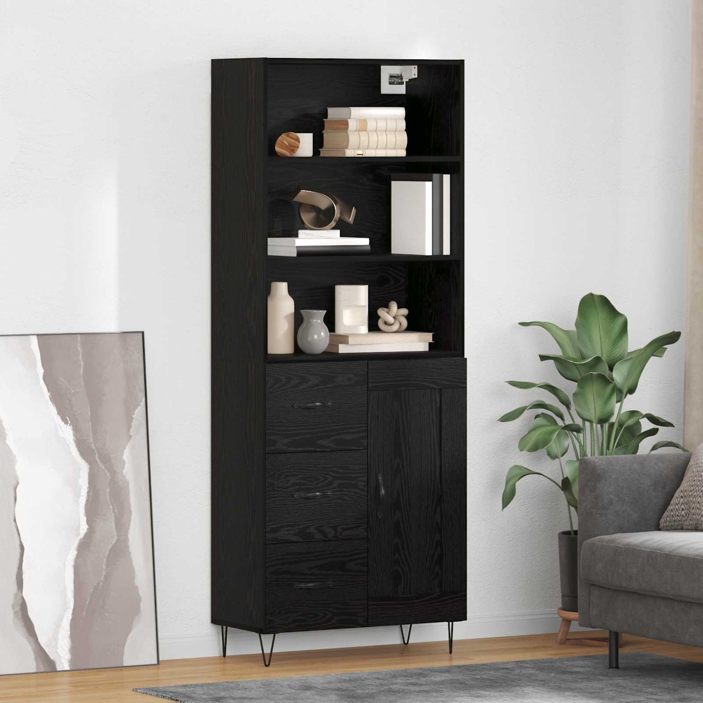 Highboard 2 stk. Sort eg 69,5 x 34 x 180 cm