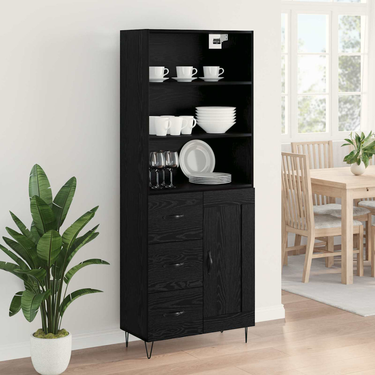 Highboard 2 stk. Sort eg 69,5 x 34 x 180 cm