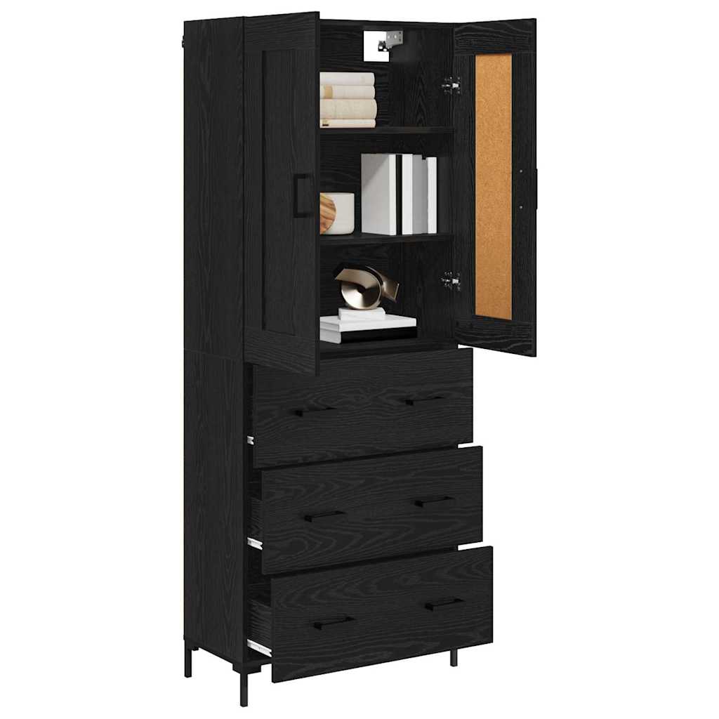 Highboard 2 stk. Sort eg 69,5 x 34 x 180 cm Konstrueret træ