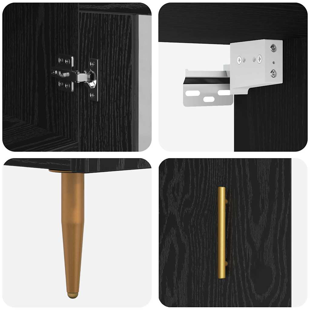 Highboard 2 stk. Sort eg 34,5 x 34 x 180 cm Konstrueret træ