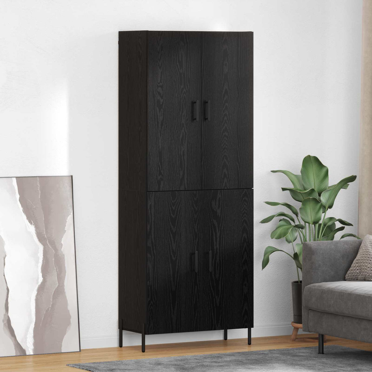 Highboard Sort eg 69,5 x 34 x 180 cm Konstrueret træ