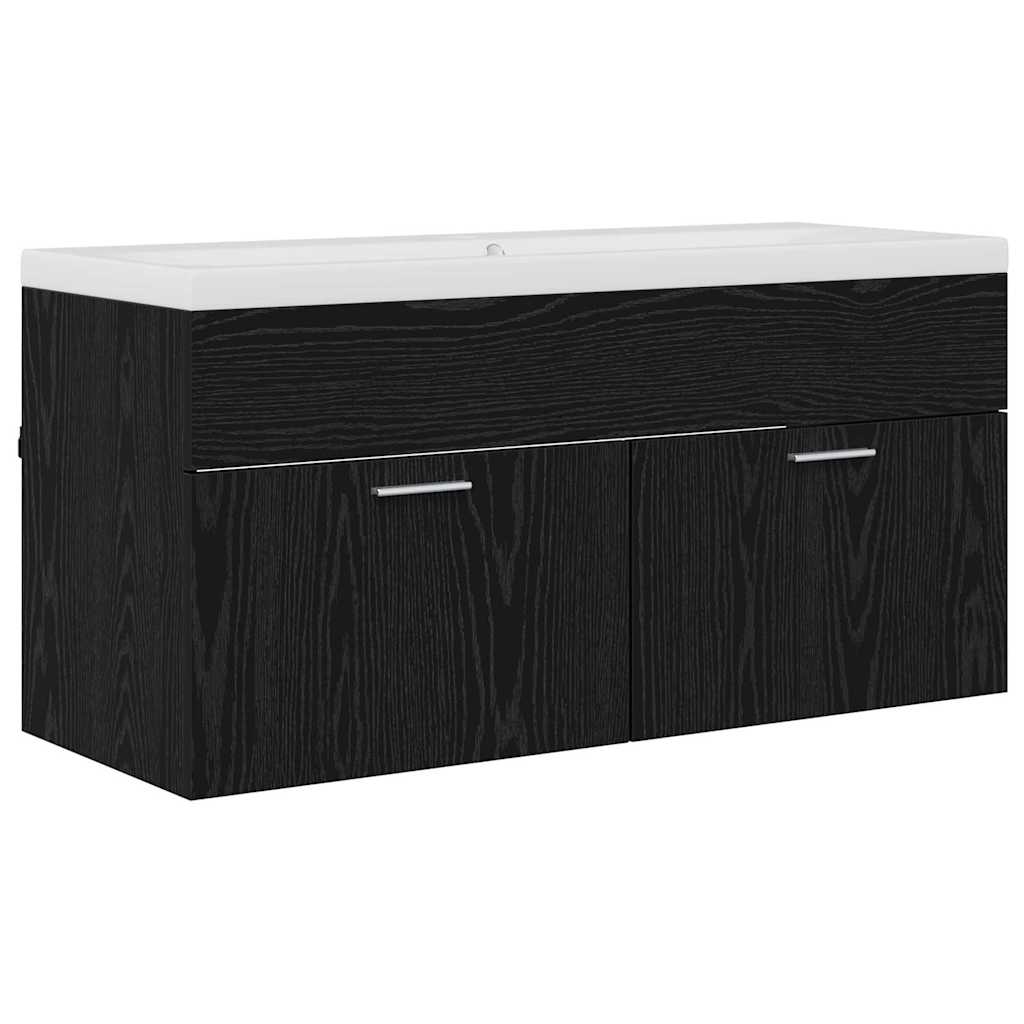 Badeværelsesskab Sort eg 100 x 38,5 x 46 cm Konstrueret træ
