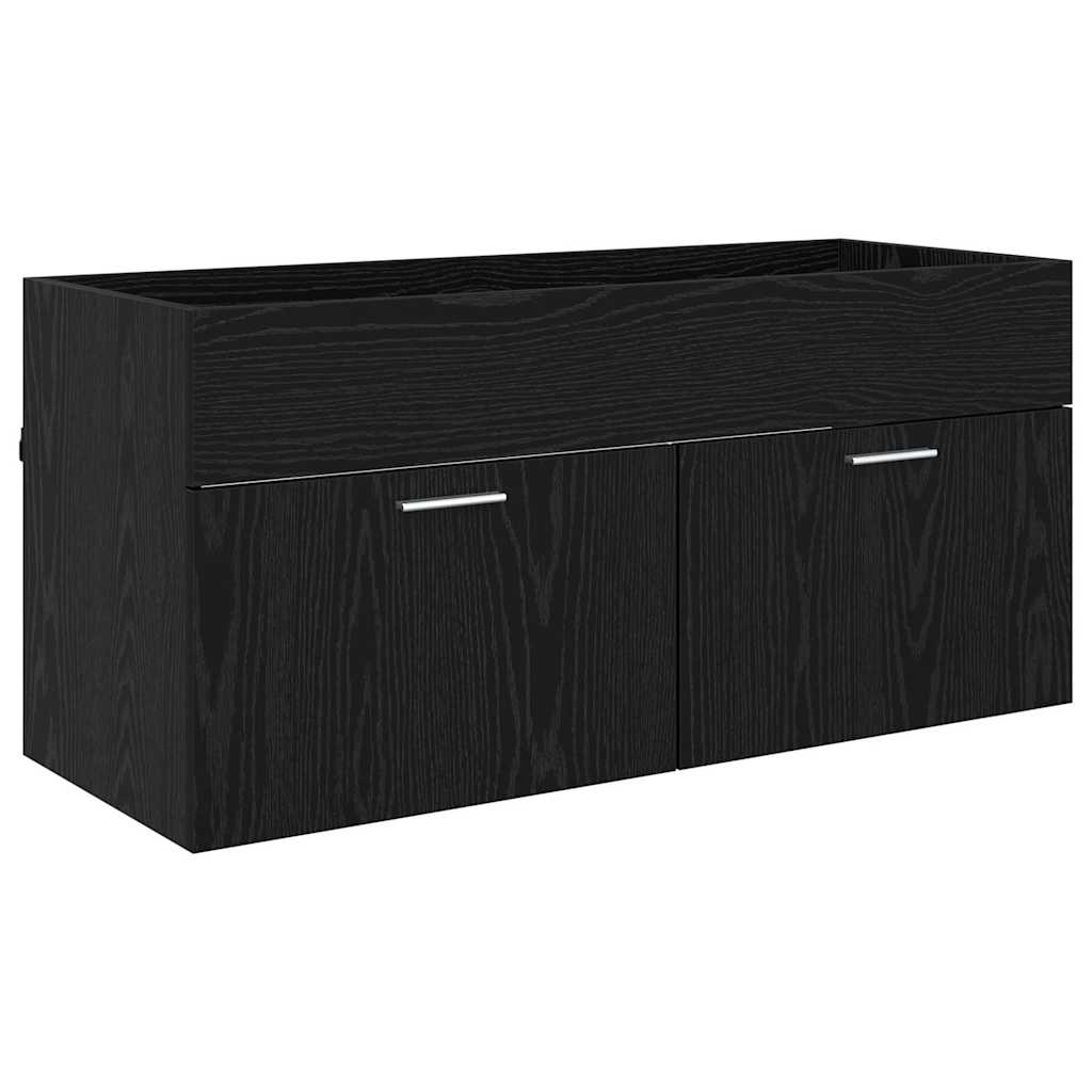 Badeværelsesskab Sort eg 100 x 38,5 x 46 cm Konstrueret træ