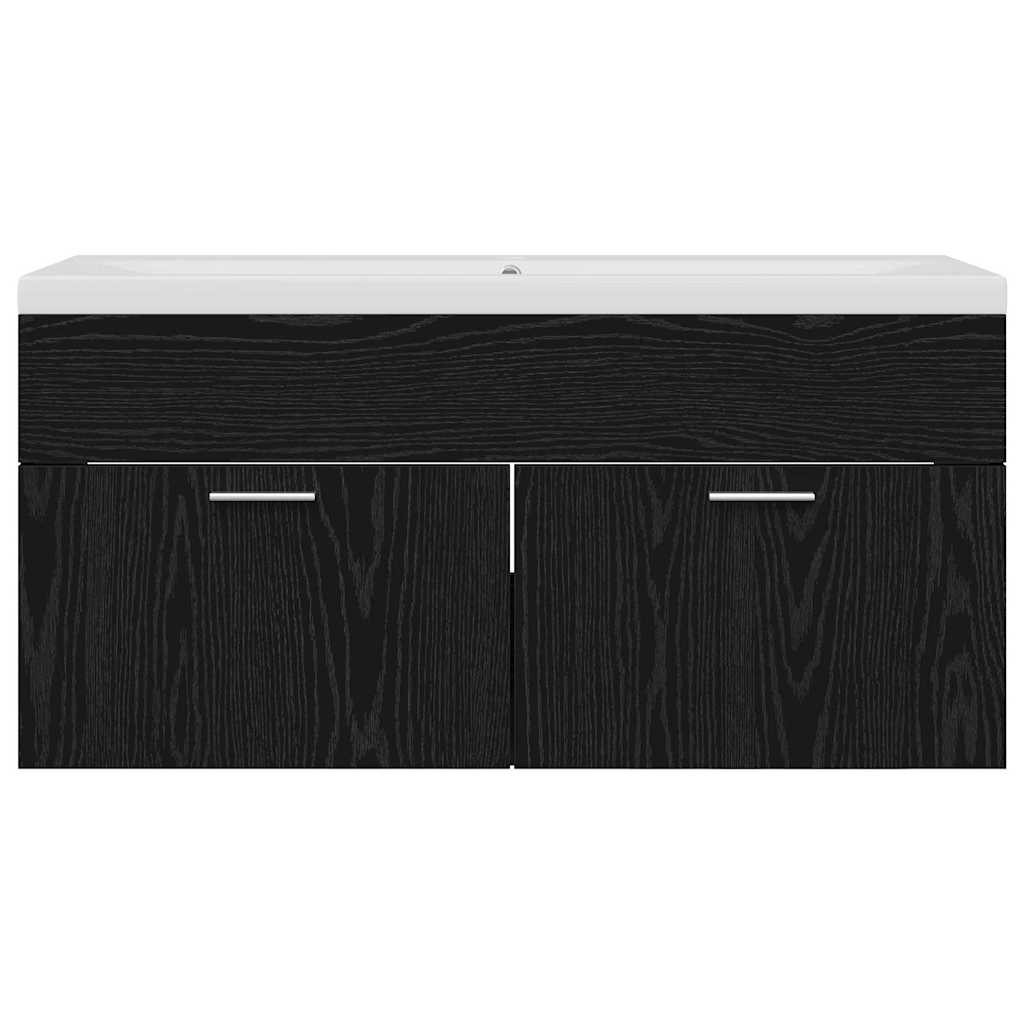 Badeværelsesskab Sort eg 100 x 38,5 x 46 cm Konstrueret træ