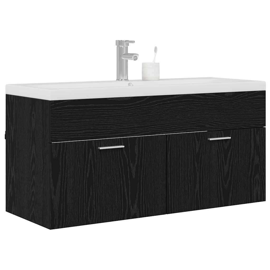 Badeværelsesskab Sort eg 100 x 38,5 x 46 cm Konstrueret træ