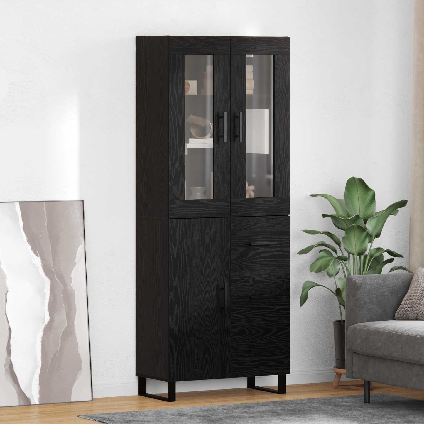 Highboard 2 stk. Sort eg 69,5 x 34 x 180 cm Konstrueret træ