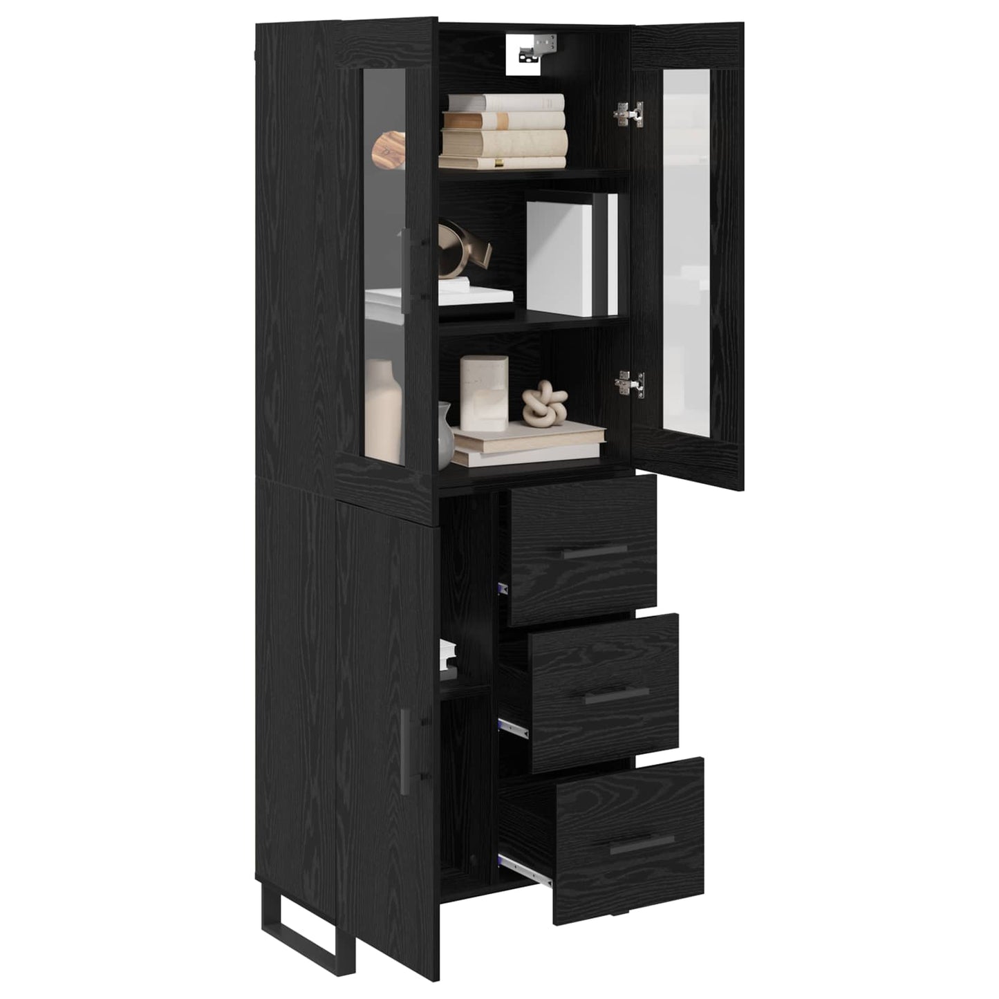 Highboard 2 stk. Sort eg 69,5 x 34 x 180 cm Konstrueret træ
