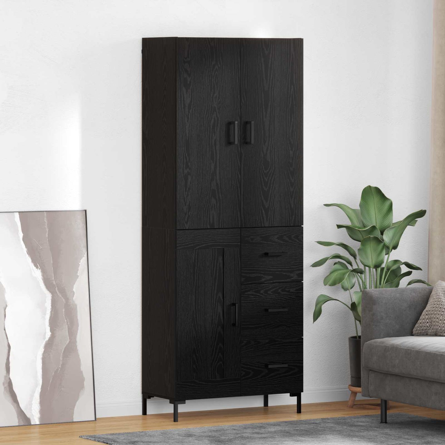 Highboard Sort eg 69,5 x 34 x 180 cm Konstrueret træ