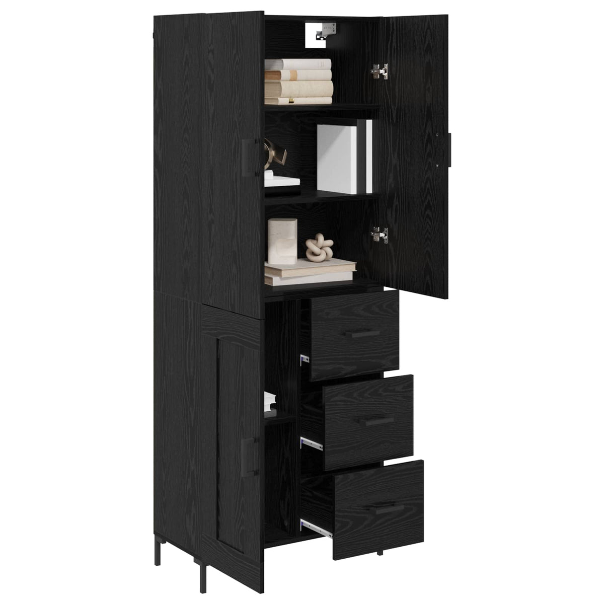 Highboard Sort eg 69,5 x 34 x 180 cm Konstrueret træ