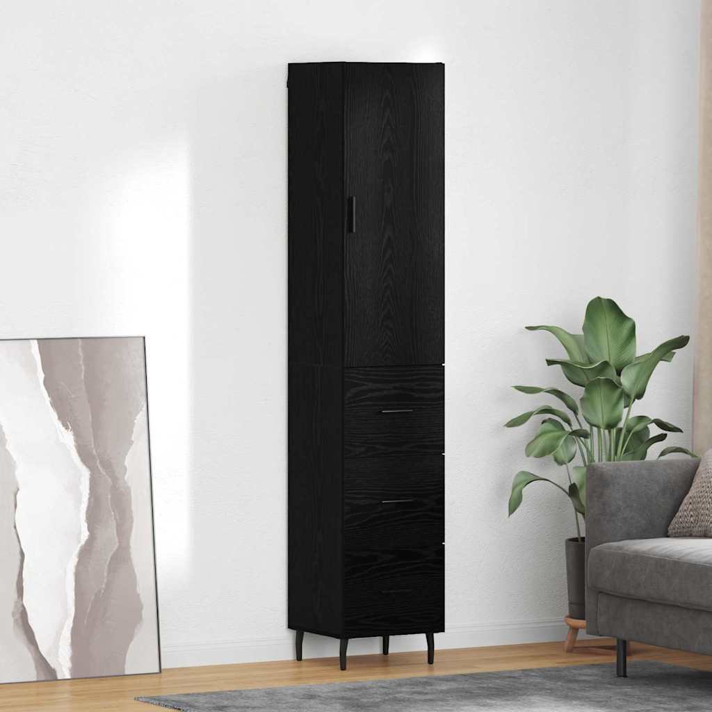 Highboard Sort eg 34,5 x 34 x 180 cm Konstrueret træ