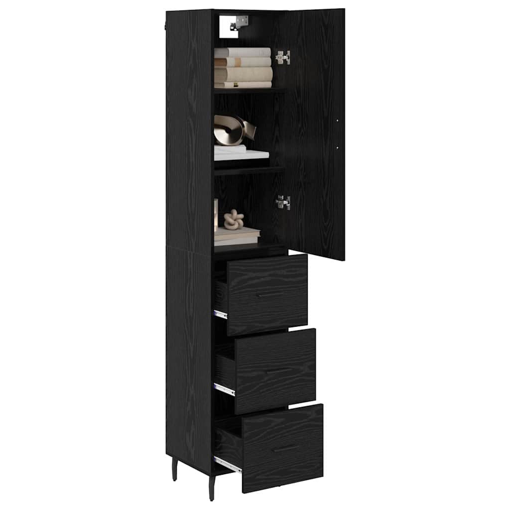 Highboard Sort eg 34,5 x 34 x 180 cm Konstrueret træ