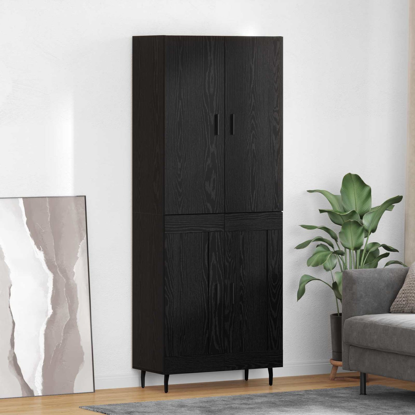 Highboard 2 stk. Sort eg 69,5 x 34 x 180 cm Konstrueret træ