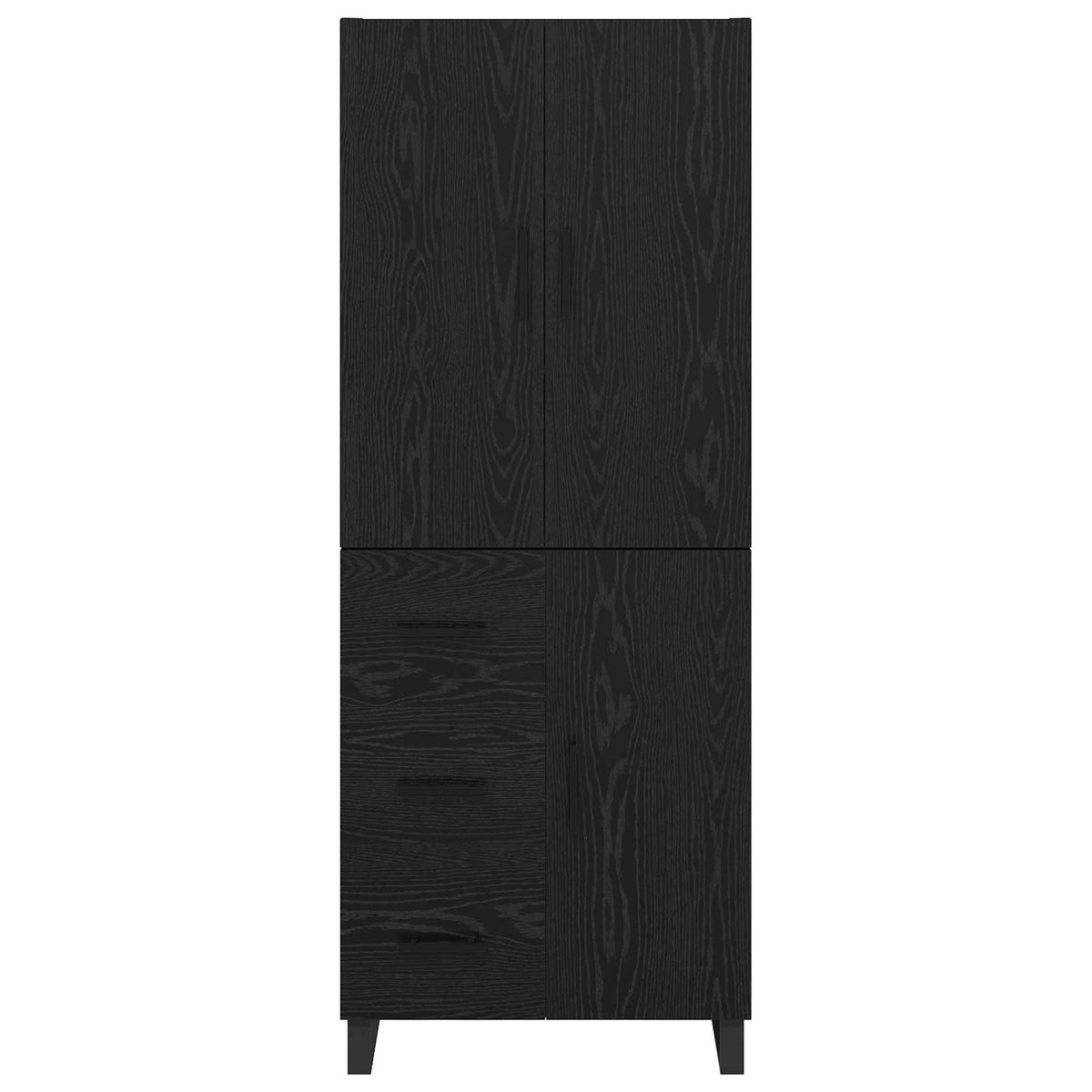 Highboard 2 stk. Sort eg 69,5 x 34 x 180 cm Ingeniørtræ og glas