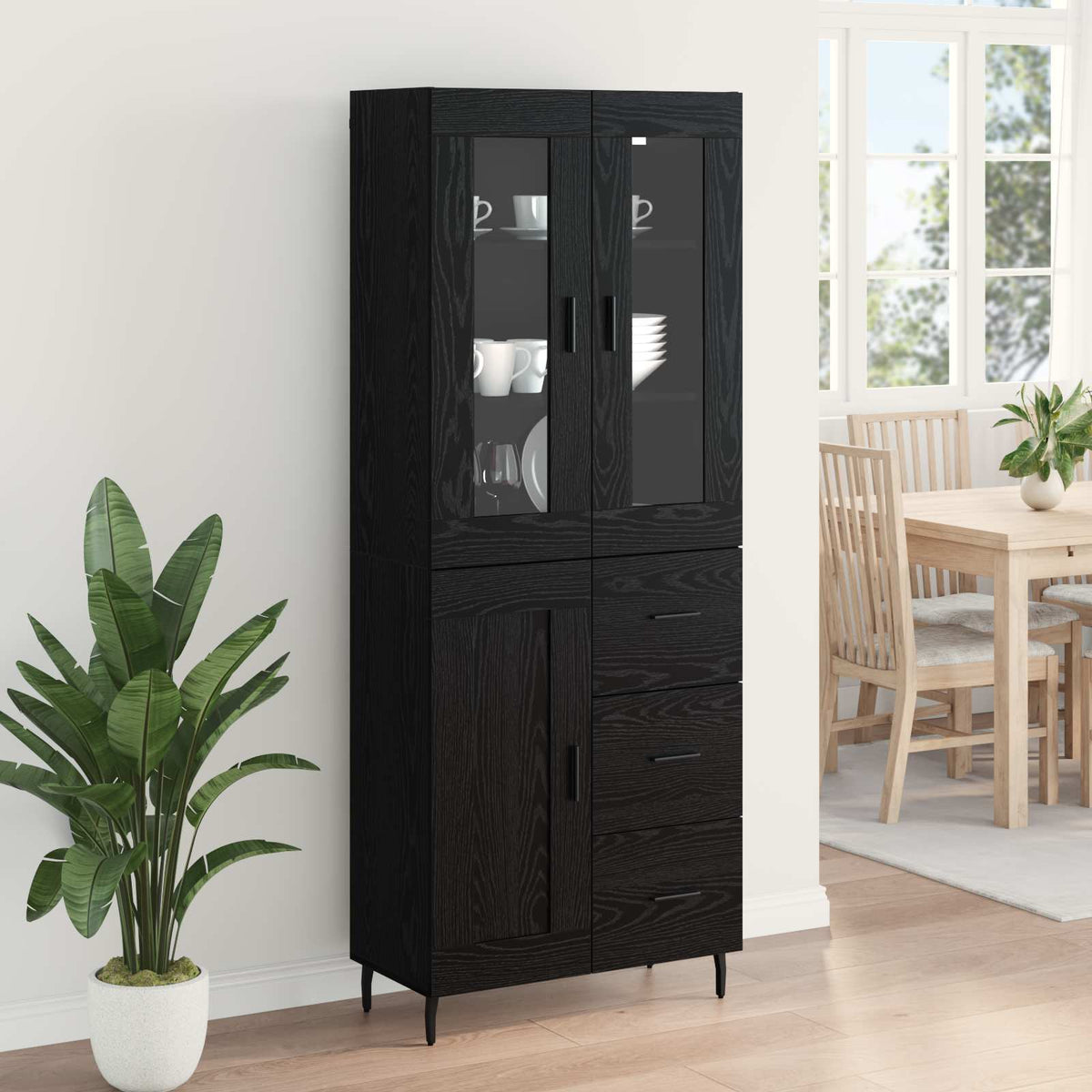 Highboard 2 stk. Sort eg 69,5 x 34 x 180 cm Konstrueret træ