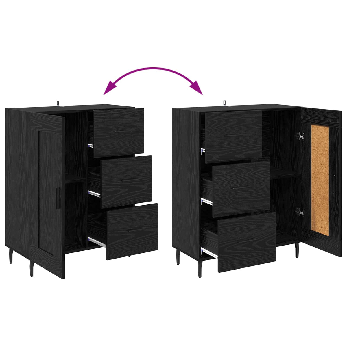 Highboard 2 stk. Sort eg 69,5 x 34 x 180 cm Konstrueret træ