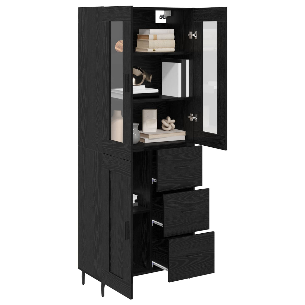 Highboard 2 stk. Sort eg 69,5 x 34 x 180 cm Konstrueret træ