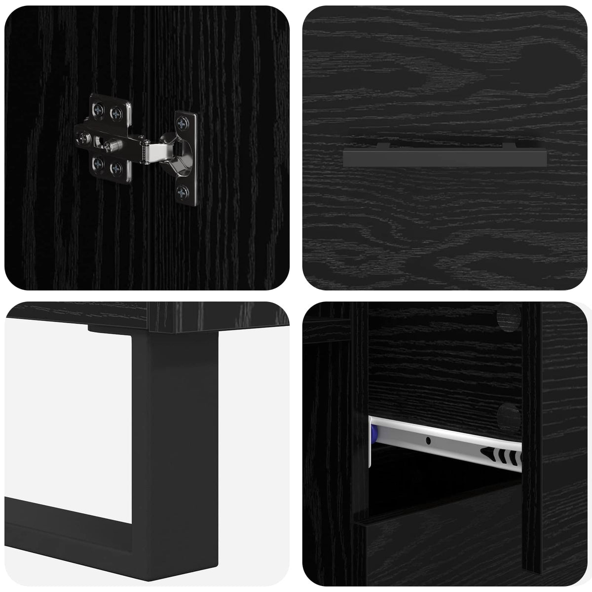 Highboard 2 stk. Sort eg 69,5 x 34 x 180 cm Ingeniørtræ og glas