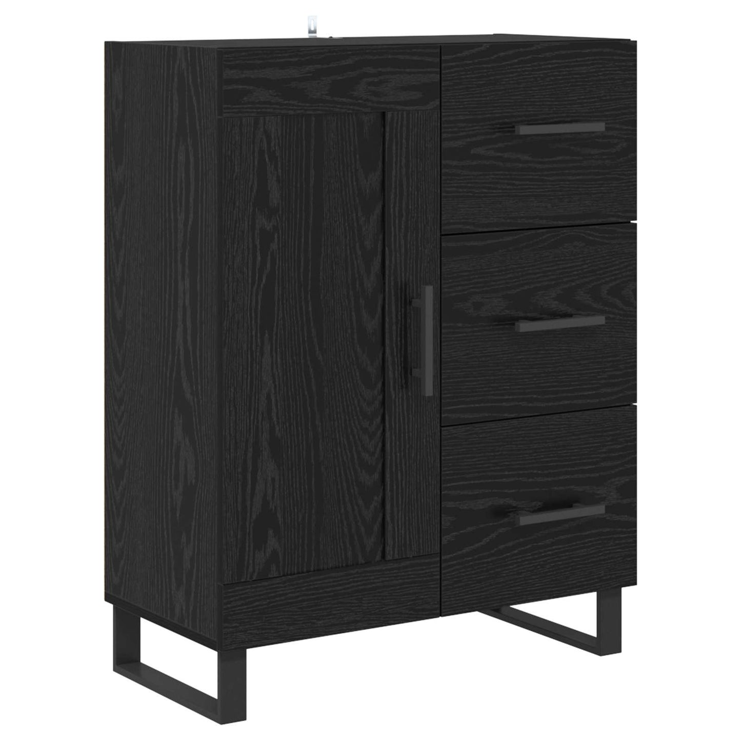 Highboard 2 stk. Sort eg 69,5 x 34 x 180 cm Ingeniørtræ og glas