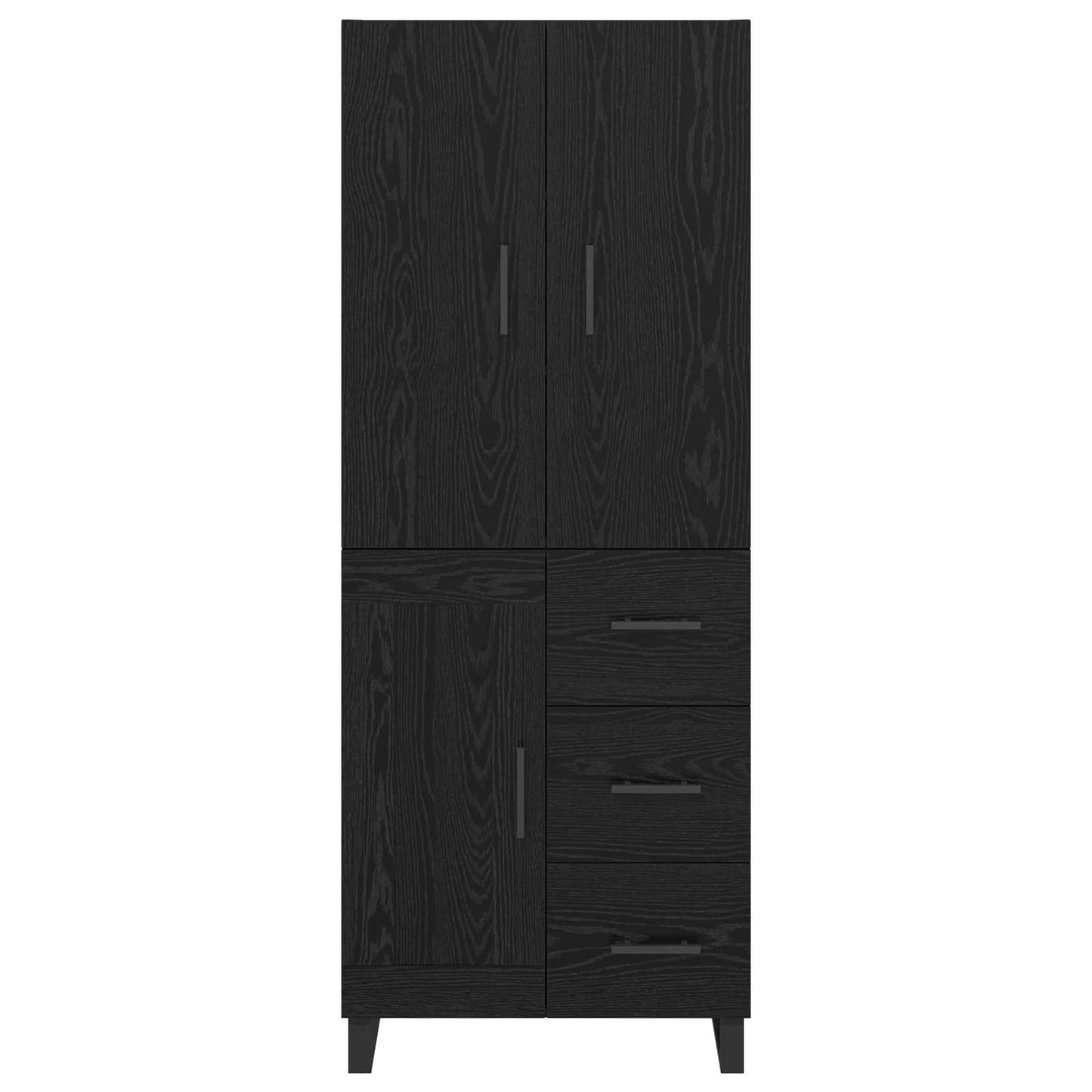 Highboard 2 stk. Sort eg 69,5 x 34 x 180 cm Ingeniørtræ og glas