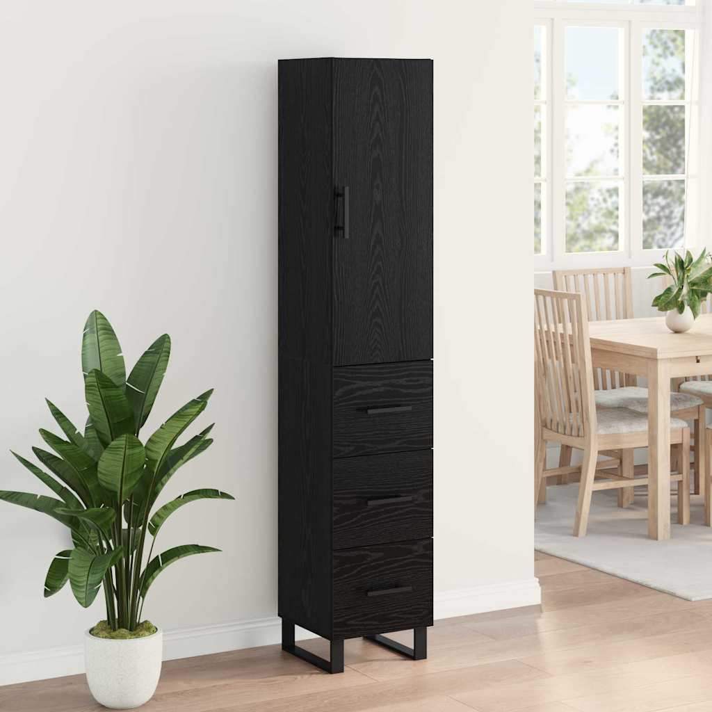 Highboard Sort eg 34,5 x 34 x 180 cm Konstrueret træ
